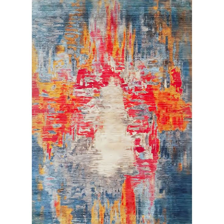 Käytävämatto Linento Wookece317, 80x150cm, punainen/sininen
