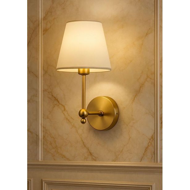 Seinävalaisin Linento Lighting BRZ-540061, ø10-15cm, E27, max. 40W, IP20, kulta/valkoinen