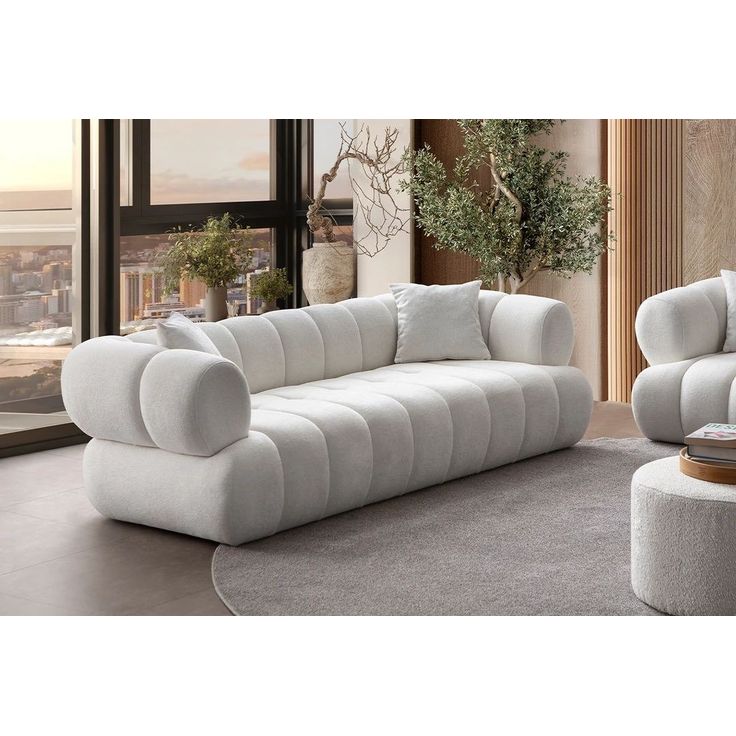 Sohva Linento Furniture Petra, 3-istuttava, valkoinen