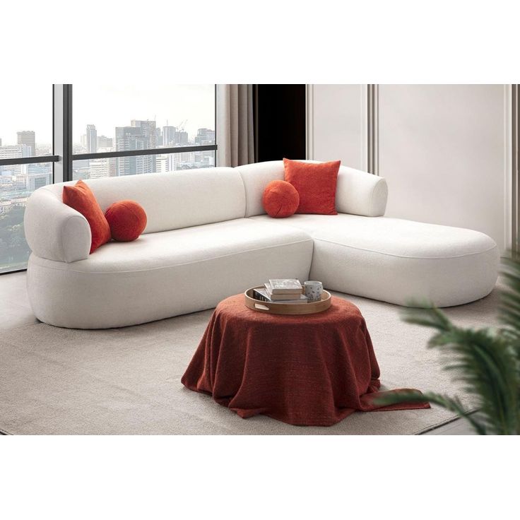 Divaanisohva Linento Furniture Roma, 3-istuttava, oikea, valkoinen