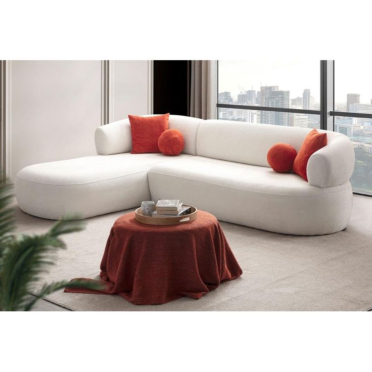Divaanisohva Linento Furniture Roma, 3-istuttava, vasen, valkoinen