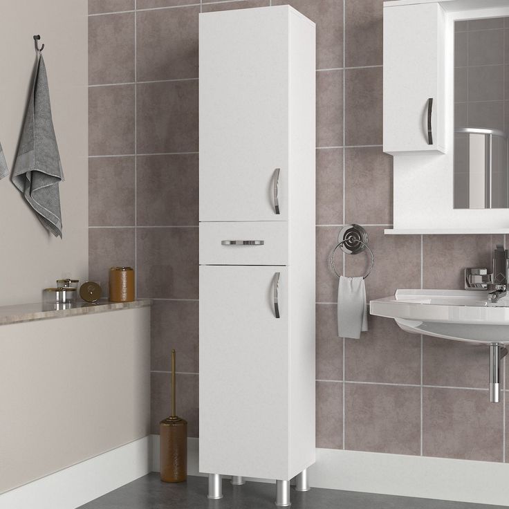 Kylpyhuoneen kaappi Linento Furniture Selin, 35x179cm, valkoinen