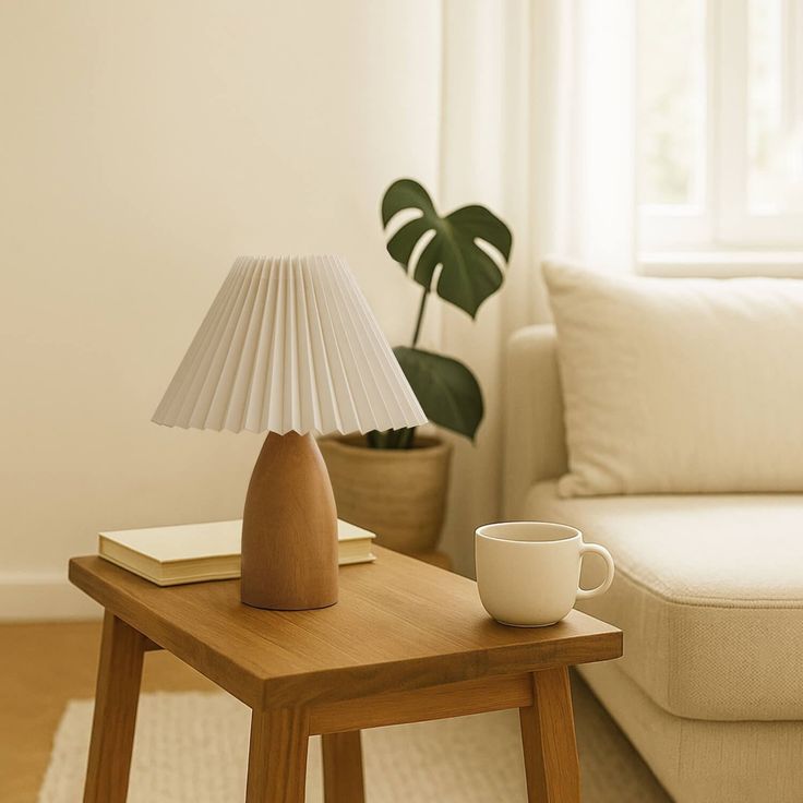 Pöytävalaisin Linento Lighting 242048, ø22cm, E27, max. 40W, IP20, kerma/tammi