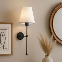 Seinävalaisin Linento Lighting 241966, ø13cm, E27, max. 40W, IP20, kerma/musta