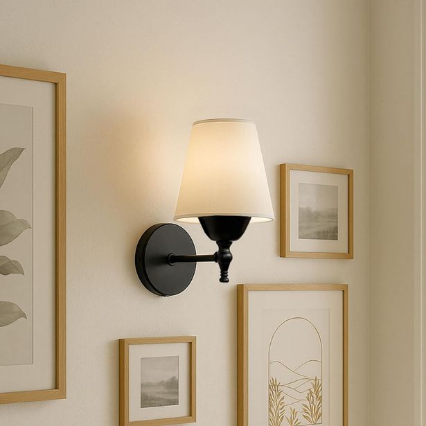 Seinävalaisin Linento Lighting 242014, ø13cm, E27, max. 40W, IP20, kerma/musta