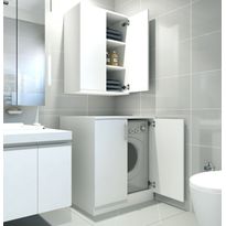 Kylpyhuoneen kaappi Linento Furniture Su, pesukonekaappi + yläkaappi, valkoinen