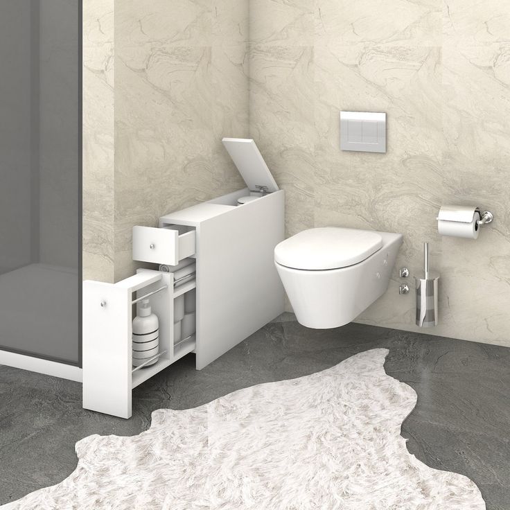 Kylpyhuoneen kaappi Linento Furniture Smart, 20x55x60cm, pieneen tilaan, valkoinen