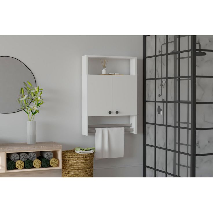 Kylpyhuoneen kaappi Linento Furniture Ela, 60x87cm, pyyhetangoilla