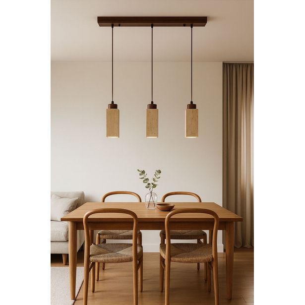 Riippuvalaisin Linento Lighting Mule-R, 3-osainen, GU10, IP20, max. 10W, beige/pähkinä