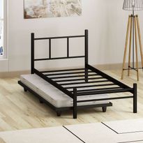 Sängynrunko vierasvuoteella Linento Furniture Yavrulu 80x180cm, musta