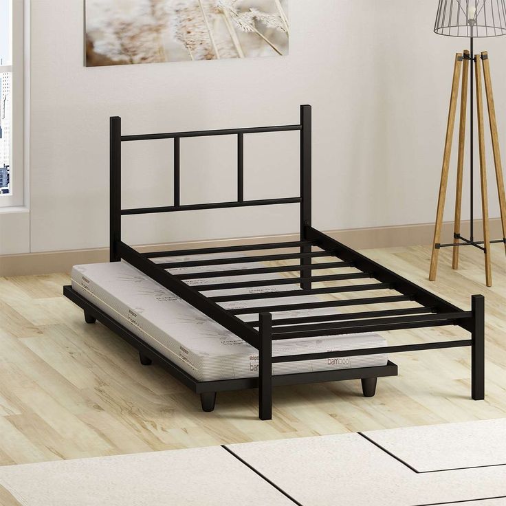 Sängynrunko vierasvuoteella Linento Furniture Yavrulu 80x180cm, musta