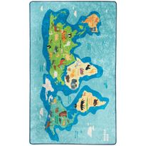 Lastenhuoneen matto Linento Map, 200x290cm, sininen