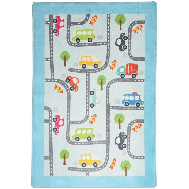 Lastenhuoneen matto Linento Baby Cars sininen