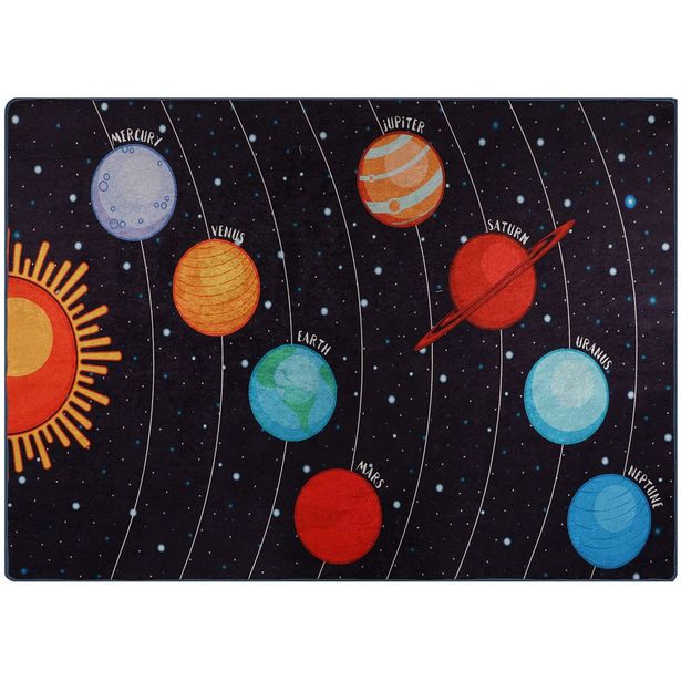 Lastenhuoneen matto Linento Galaxy musta/oranssi, eri kokoja