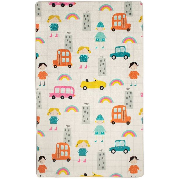 Lastenhuoneen matto Linento Town, 140x190cm, beige