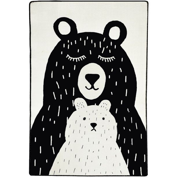 Lastenhuoneen matto Linento Bears, musta/valkoinen, eri kokoja