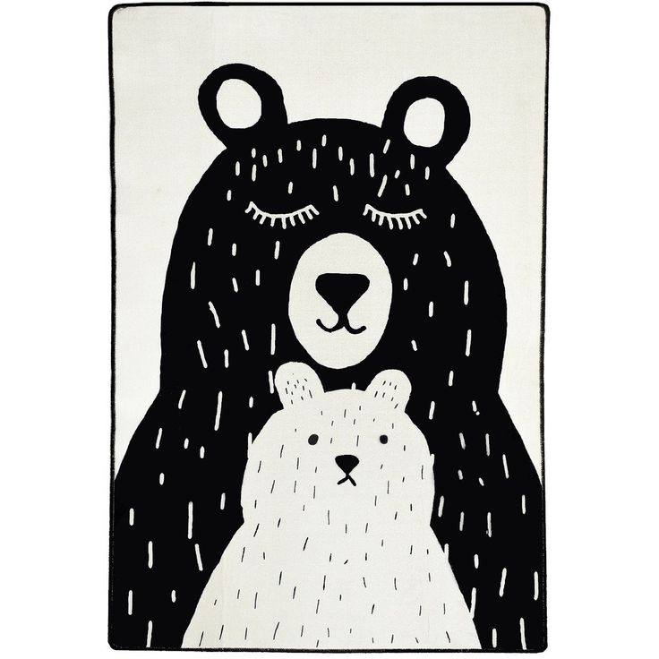 Lastenhuoneen matto Linento Bears, musta/valkoinen, eri kokoja
