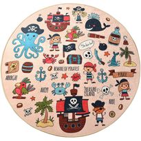 Pyöreä lastenhuoneen matto Linento Pirate, Ø140cm, monivärinen