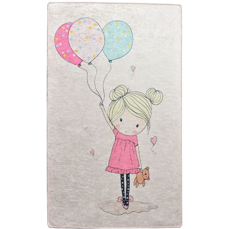 Lastenhuoneen matto Linento Little Girl, pinkki, eri kokoja