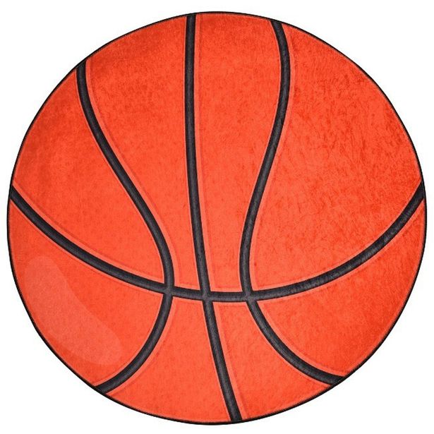 Pyöreä lastenhuoneen matto Linento Basketball Ø140cm oranssi