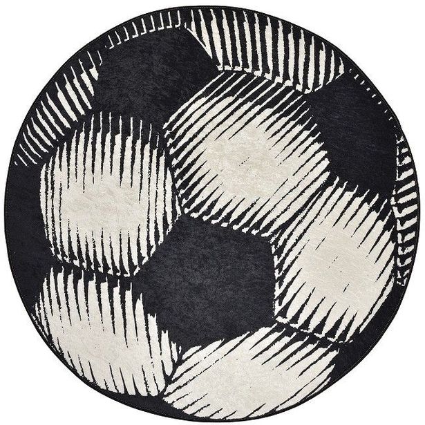 Pyöreä lastenhuoneen matto Linento Ball Ø140cm mustavalkoinen