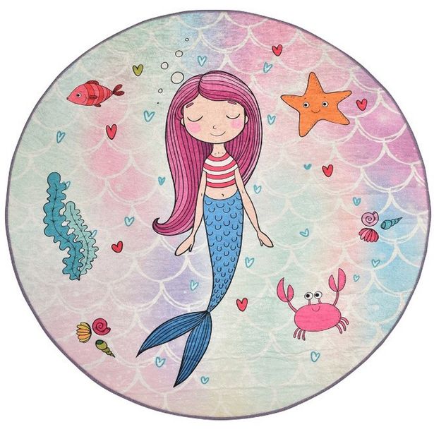 Pyöreä matto Linento Mermaid Ø140cm monivärinen