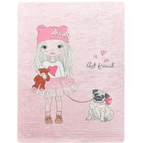 Lastenhuoneen matto Linento Best Friend vaaleanpunainen, eri kokoja