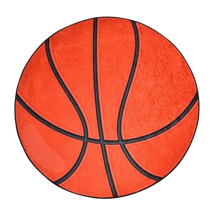 Pyöreä lastenhuoneen matto Linento Basketball, oranssi, eri kokoja
