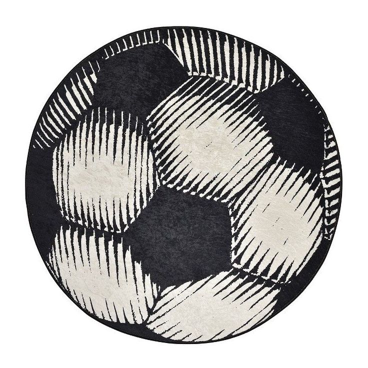 Pyöreä lastenhuoneen matto Linento Ball, musta/valkoinen, eri kokoja