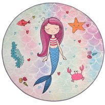 Pyöreä lastenhuoneen matto Linento Mermaid, Ø200cm, monivärinen