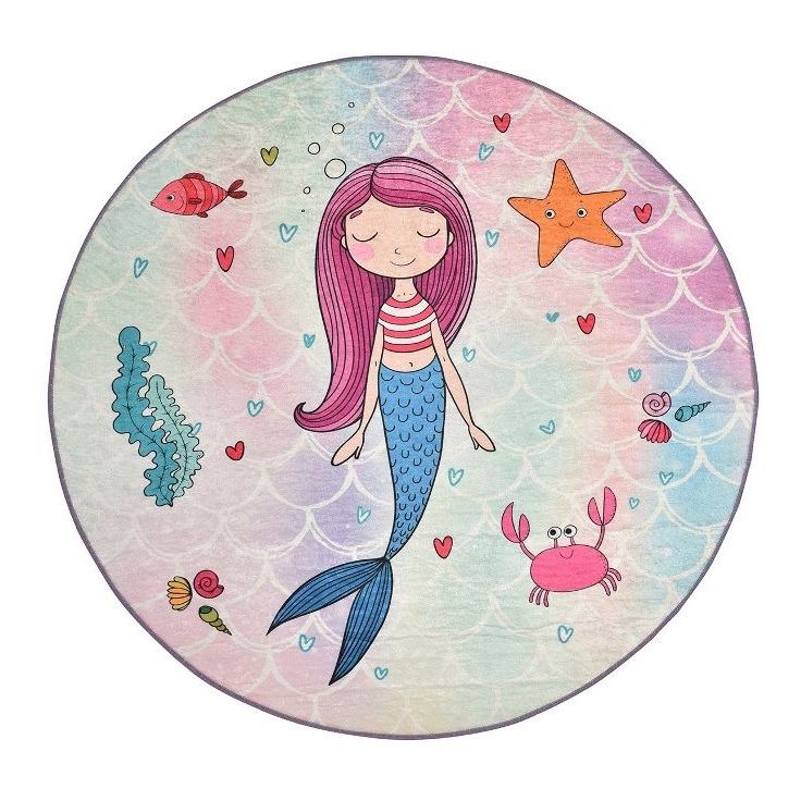 Pyöreä lastenhuoneen matto Linento Mermaid, monivärinen, eri kokoja