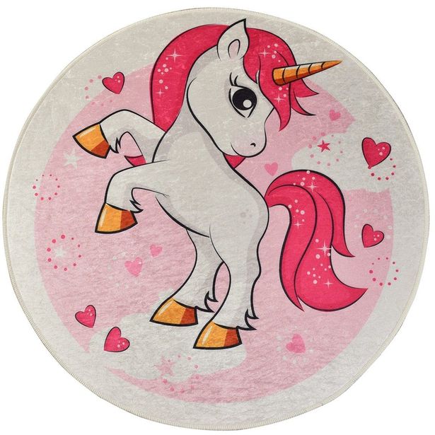Pyöreä matto Linento Poni Ø140cm vaaleanpunainen