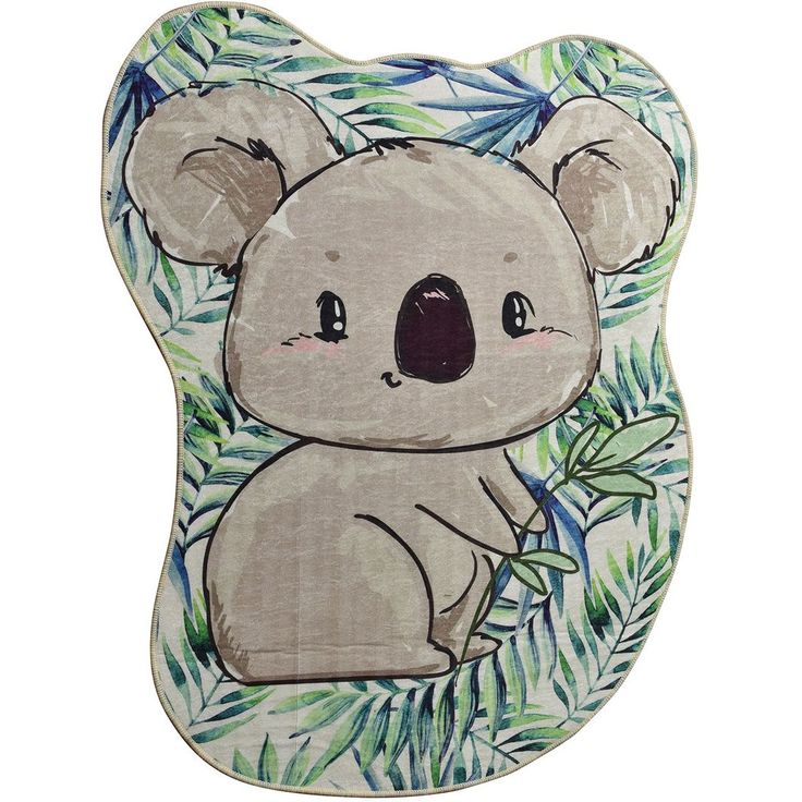 Lastenhuoneen matto Linento Koala Shape, 140x190cm, vihreä/harmaa
