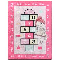 Lastenhuoneen matto Linento Prinsessaruudut, 140x190cm, vaaleanpunainen, Verkkokaupan poistotuote