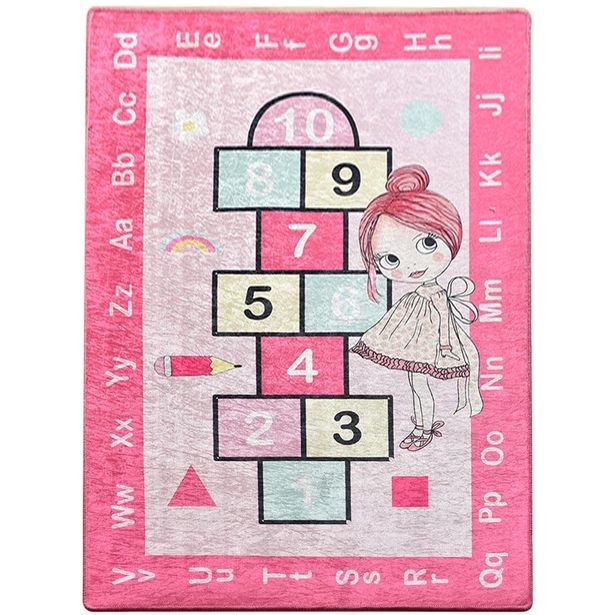 Lastenhuoneen matto Linento Prinsessaruudut, 140x190cm, vaaleanpunainen