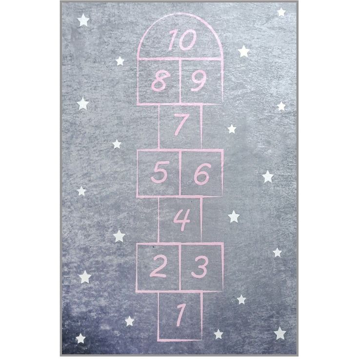Lastenhuoneen matto Linento Hopscotch harmaa/violetti, eri kokoja