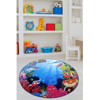 Pyöreä lastenhuoneen matto Linento Aquarium, Ø100cm, monivärinen