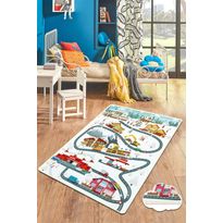 Liikennematto Linento City of Snow, 120x180cm, valkoinen