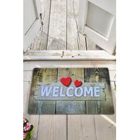 PVC-ovimatto Linento Wooden Heart, 40x60cm, beige