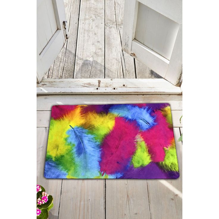 PVC-ovimatto Linento Feathers, 40x60cm, monivärinen