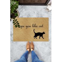 PVC-ovimatto Linento Black Cat, 40x60cm, beige