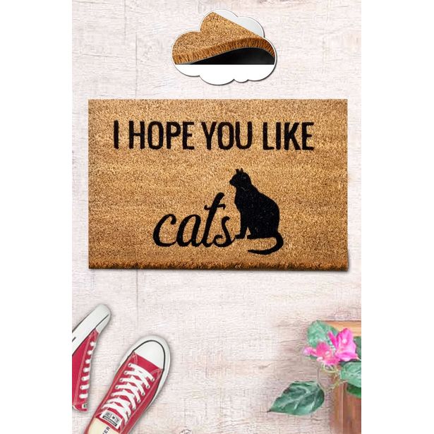 Ovimatto Linento Coco You Like Cats, 40x60cm, ruskea