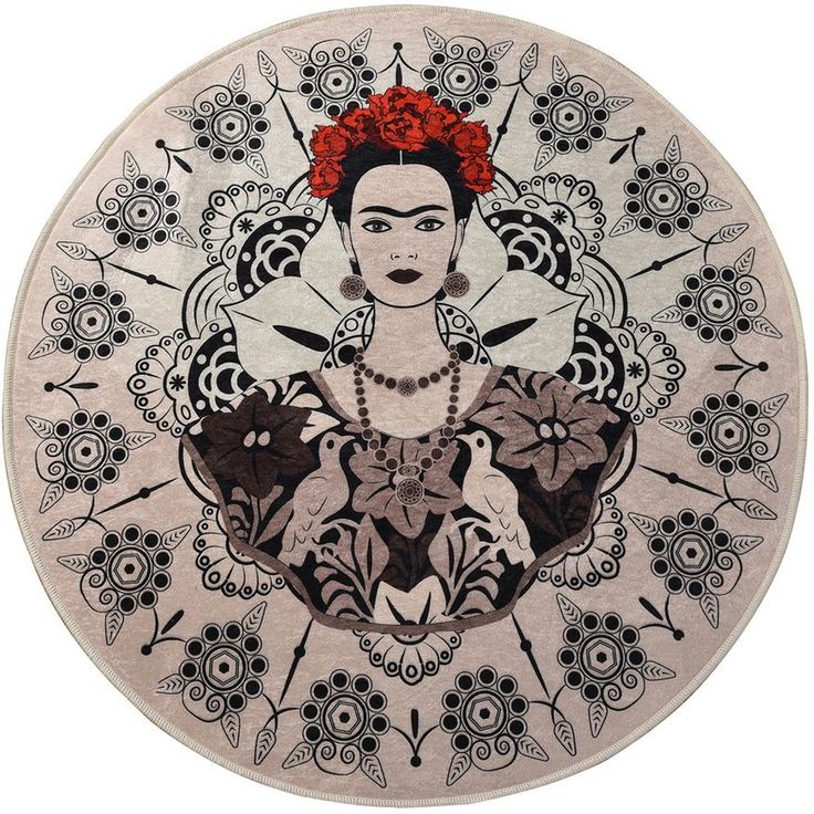 Pyöreä matto Linento Frida Round, beige/musta, eri kokoja