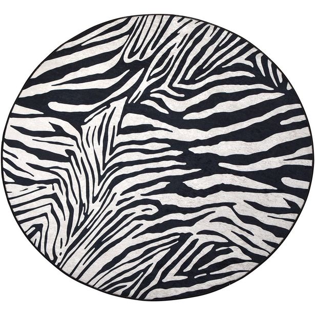 Pyöreä matto Linento Zebra mustavalkoinen, eri kokoja