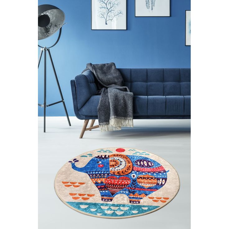 Pyöreä lastenhuoneen matto Linento Etnic, Ø100cm, monivärinen