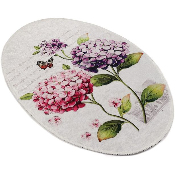 Kylpyhuoneen matto Linento Ortanca 60x90cm pinkki/violetti