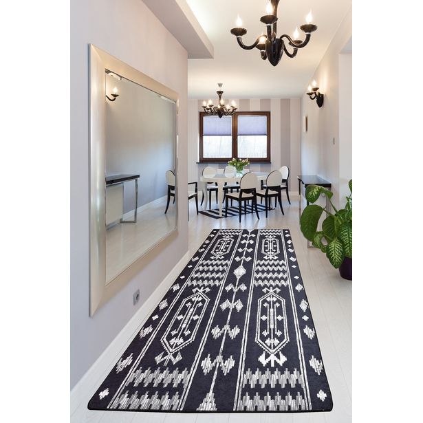 Matto Linento Hued Djt, 100x180cm, musta/valkoinen