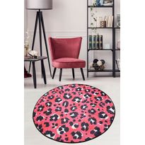 Pyöreä matto Linento Leopard, Ø100cm, punainen