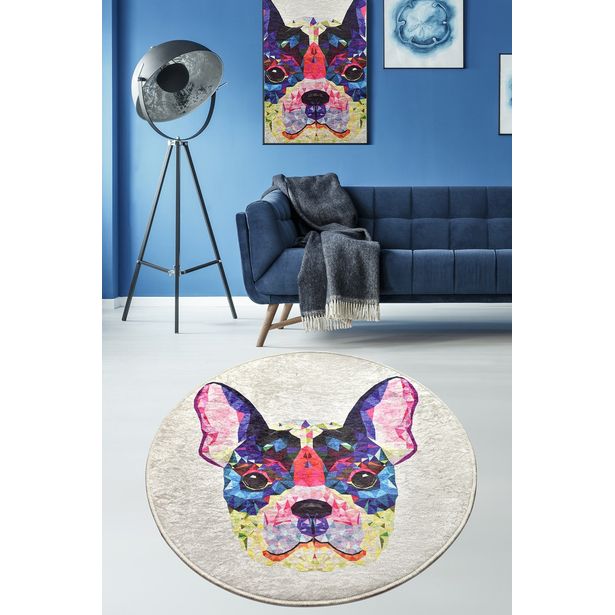 Pyöreä matto Linento Cane Djt, ø140cm, monivärinen