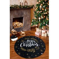 Pyöreä joulumatto Linento Christmas, Ø200cm, musta/valkoinen